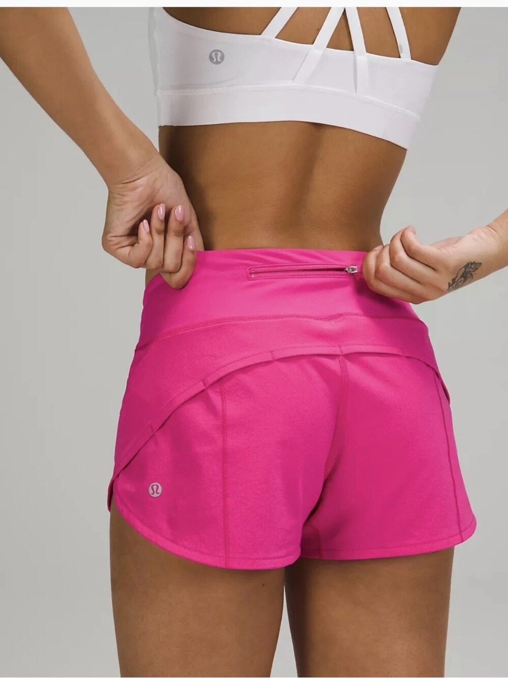 lululemon athletica Bright Pink Run Shorts with Zip Pocket